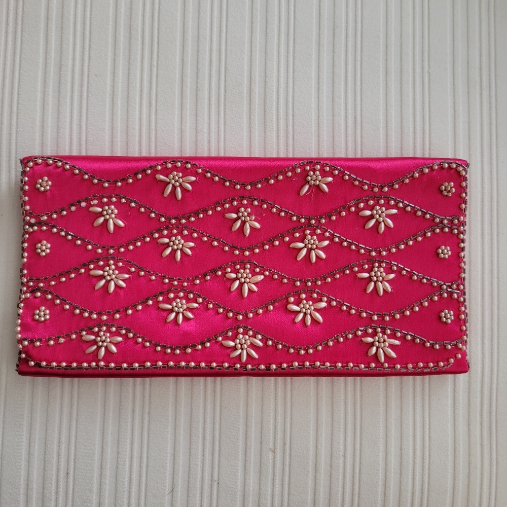 Elegant Pink Embellished Clutch
